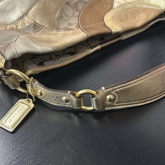 Coach Carly Patchwork Gold Shoulder Bag EUC - Picture 13 of 14